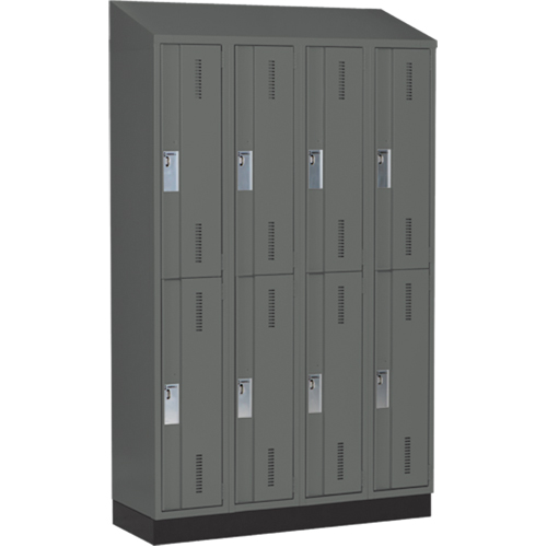 Concorde Heavy-Duty Lockers, 2 -tier, Bank of 4, 48" x 18" x 82", Steel, Charcoal, Welded (Assembled) Les Fournitures Industrielles Méga