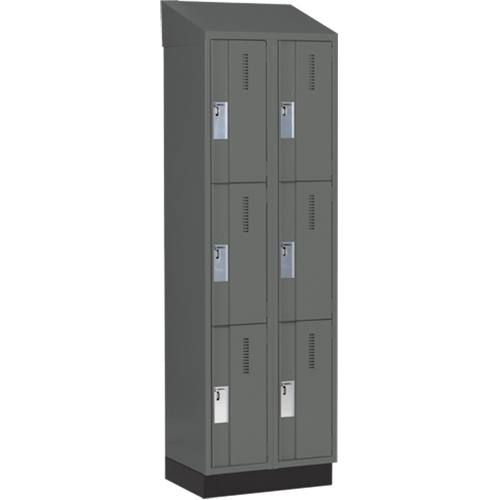 Concorde Heavy-Duty Lockers, 3 -tier, Bank of 2, 24" x 18" x 82", Steel, Charcoal, Welded (Assembled) Les Fournitures Industrielles Méga