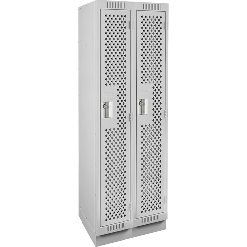 Clean Line Lockers, Bank of 2, 24" x 18" x 76", Steel, Grey, Rivet (Assembled), Perforated Les Fournitures Industrielles Méga