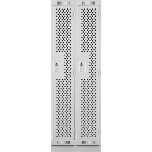 Clean Line Lockers, Bank of 2, 24" x 18" x 76", Steel, Grey, Rivet (Assembled), Perforated Les Fournitures Industrielles Méga