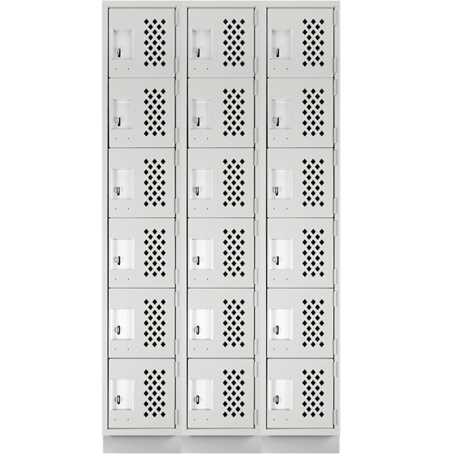 Clean-Line Perforated Lockerette, 6 -tier, Bank of 3, 12" x 72" x 12", Steel Les Fournitures Industrielles Méga