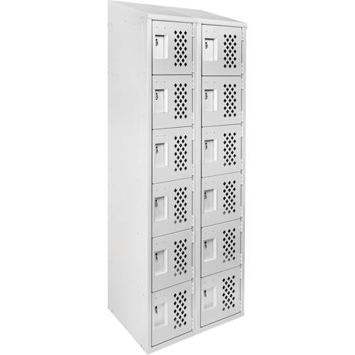 Clean-Line Perforated Lockerette, 6 -tier, Bank of 2, 15" x 72" x 12", Steel Les Fournitures Industrielles Méga