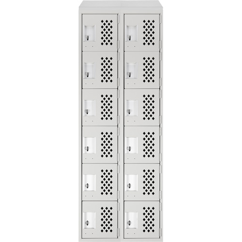 Clean-Line Perforated Lockerette, 6 -tier, Bank of 2, 15" x 72" x 12", Steel Les Fournitures Industrielles Méga