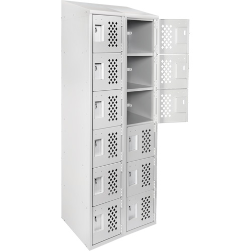 Clean-Line Perforated Lockerette, 6 -tier, Bank of 2, 15" x 72" x 12", Steel Les Fournitures Industrielles Méga