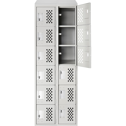Clean-Line Perforated Lockerette, 6 -tier, Bank of 2, 15" x 72" x 12", Steel Les Fournitures Industrielles Méga