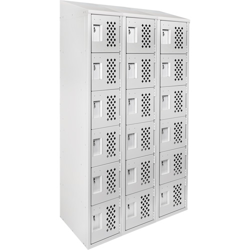 Clean-Line Perforated Lockerette, 6 -tier, Bank of 3, 12" x 72" x 12", Steel Les Fournitures Industrielles Méga