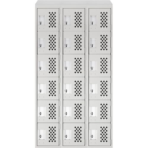 Clean-Line Perforated Lockerette, 6 -tier, Bank of 3, 12" x 72" x 12", Steel Les Fournitures Industrielles Méga