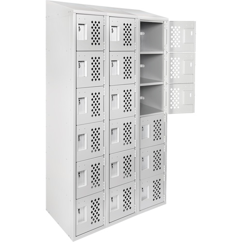 Clean-Line Perforated Lockerette, 6 -tier, Bank of 3, 12" x 72" x 12", Steel Les Fournitures Industrielles Méga