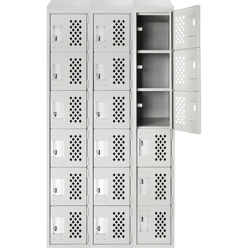 Clean-Line Perforated Lockerette, 6 -tier, Bank of 3, 12" x 72" x 12", Steel Les Fournitures Industrielles Méga