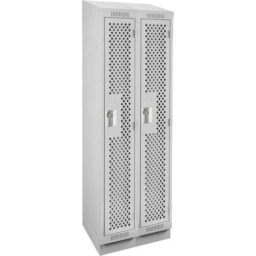 Clean Line Lockers, Bank of 2, 24" x 18" x 82", Steel, Grey, Rivet (Assembled), Perforated Les Fournitures Industrielles Méga