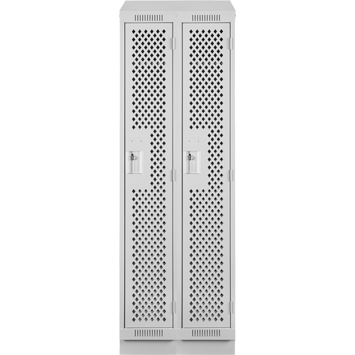Clean Line Lockers, Bank of 2, 24" x 18" x 82", Steel, Grey, Rivet (Assembled), Perforated Les Fournitures Industrielles Méga