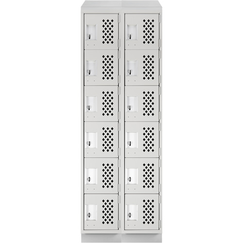 Assembled Lockerettes Clean Line Perforated Economy Lockers, 6 -tier, Bank of 2, 18" x 72" x 12", Steel Les Fournitures Industrielles Méga