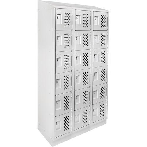 Assembled Lockerettes Clean Line Perforated Economy Lockers, 6 -tier, Bank of 3, 18" x 72" x 12", Steel Les Fournitures Industrielles Méga