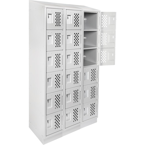 Assembled Lockerettes Clean Line Perforated Economy Lockers, 6 -tier, Bank of 3, 18" x 72" x 12", Steel Les Fournitures Industrielles Méga
