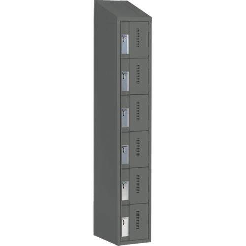 Concorde Heavy-Duty Lockers, 6 -tier, 12" x 18" x 78", Steel, Charcoal, Welded (Assembled) Les Fournitures Industrielles Méga