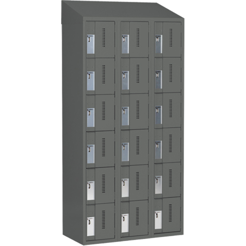 Concorde Heavy-Duty Lockers, 6 -tier, Bank of 3, 36" x 18" x 78", Steel, Charcoal, Welded (Assembled) Les Fournitures Industrielles Méga
