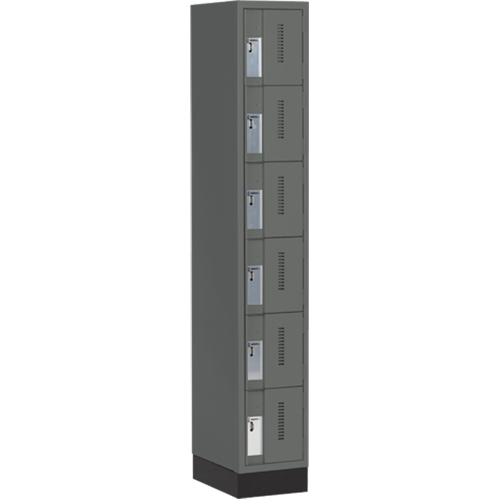Concorde Heavy-Duty Lockers, 6 -tier, 12" x 18" x 76", Steel, Charcoal, Welded (Assembled) Les Fournitures Industrielles Méga