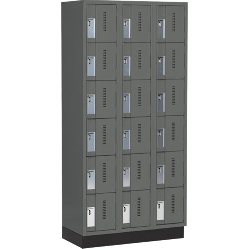 Concorde Heavy-Duty Lockers, 6 -tier, Bank of 3, 36" x 18" x 76", Steel, Charcoal, Welded (Assembled) Les Fournitures Industrielles Méga