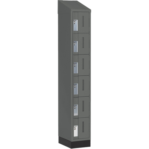 Concorde Heavy-Duty Lockers, 6 -tier, 12" x 18" x 82", Steel, Charcoal, Welded (Assembled) Les Fournitures Industrielles Méga