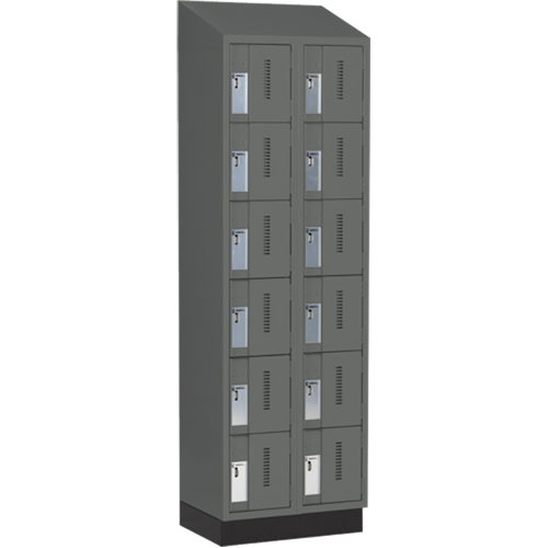 Concorde Heavy-Duty Lockers, 6 -tier, Bank of 2, 24" x 18" x 82", Steel, Charcoal, Welded (Assembled) Les Fournitures Industrielles Méga