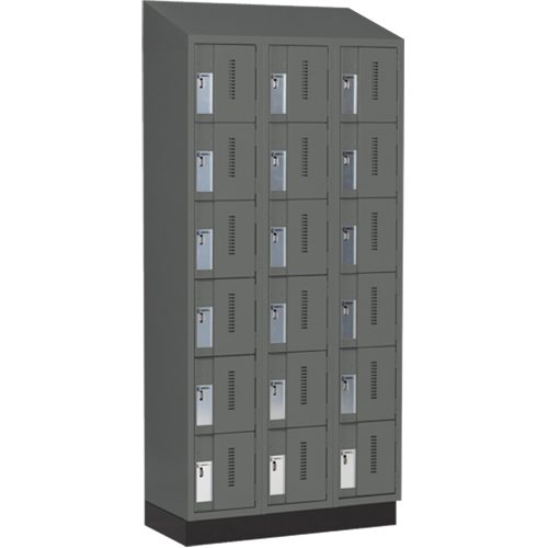 Concorde Heavy-Duty Lockers, 6 -tier, Bank of 3, 36" x 18" x 82", Steel, Charcoal, Welded (Assembled) Les Fournitures Industrielles Méga