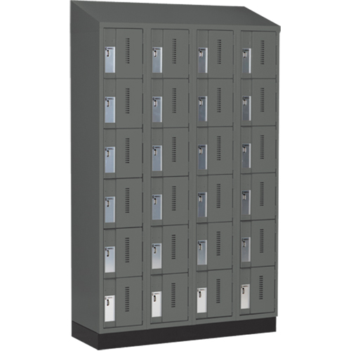 Concorde Heavy-Duty Lockers, 6 -tier, Bank of 4, 48" x 18" x 82", Steel, Charcoal, Welded (Assembled) Les Fournitures Industrielles Méga
