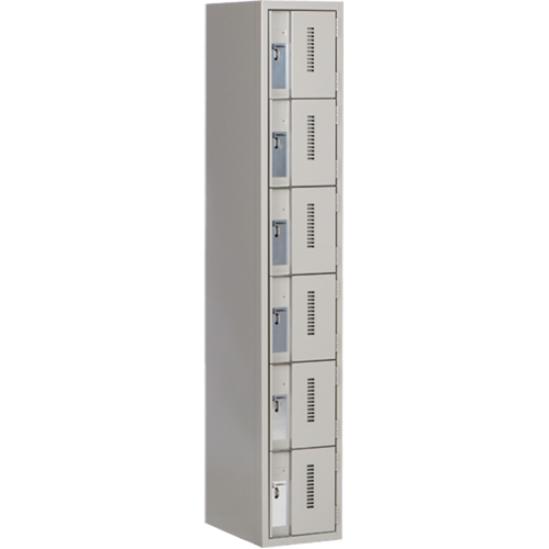 Concorde Heavy-Duty Lockers, 6 -tier, 12" x 18" x 72", Steel, Grey, Welded (Assembled) Les Fournitures Industrielles Méga