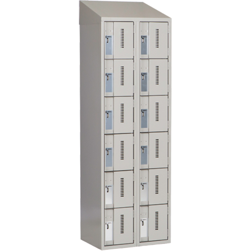 Concorde Heavy-Duty Lockers, 6 -tier, Bank of 2, 24" x 18" x 78", Steel, Grey, Welded (Assembled) Les Fournitures Industrielles Méga