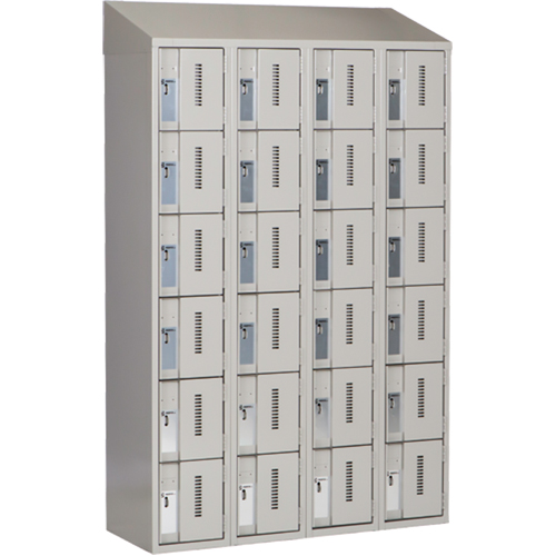 Concorde Heavy-Duty Lockers, 6 -tier, Bank of 4, 48" x 18" x 78", Steel, Grey, Welded (Assembled) Les Fournitures Industrielles Méga