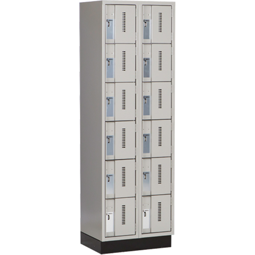 Concorde Heavy-Duty Lockers, 6 -tier, Bank of 2, 24" x 18" x 76", Steel, Grey, Welded (Assembled) Les Fournitures Industrielles Méga