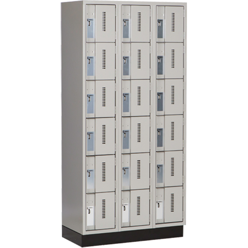 Concorde Heavy-Duty Lockers, 6 -tier, Bank of 3, 36" x 18" x 76", Steel, Grey, Welded (Assembled) Les Fournitures Industrielles Méga