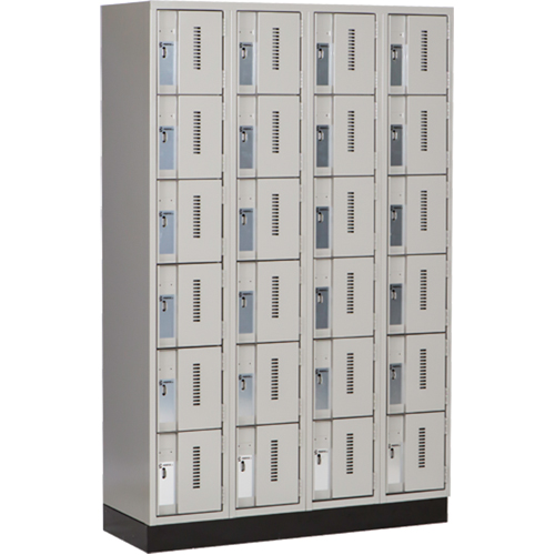 Concorde Heavy-Duty Lockers, 6 -tier, Bank of 4, 48" x 18" x 76", Steel, Grey, Welded (Assembled) Les Fournitures Industrielles Méga