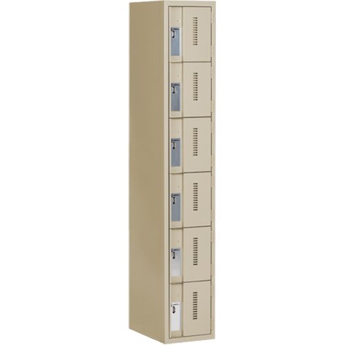 Concorde Heavy-Duty Lockers, 6 -tier, 12" x 18" x 72", Steel, Beige, Welded (Assembled) Les Fournitures Industrielles Méga