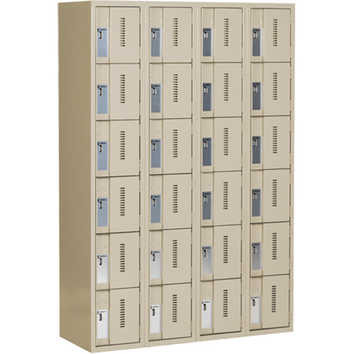 Concorde Heavy-Duty Lockers, 6 -tier, Bank of 4, 48" x 18" x 72", Steel, Beige, Welded (Assembled) Les Fournitures Industrielles Méga
