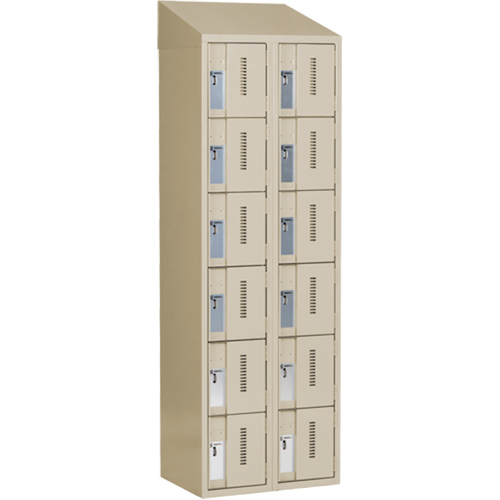Concorde Heavy-Duty Lockers, 6 -tier, Bank of 2, 24" x 18" x 78", Steel, Beige, Welded (Assembled) Les Fournitures Industrielles Méga
