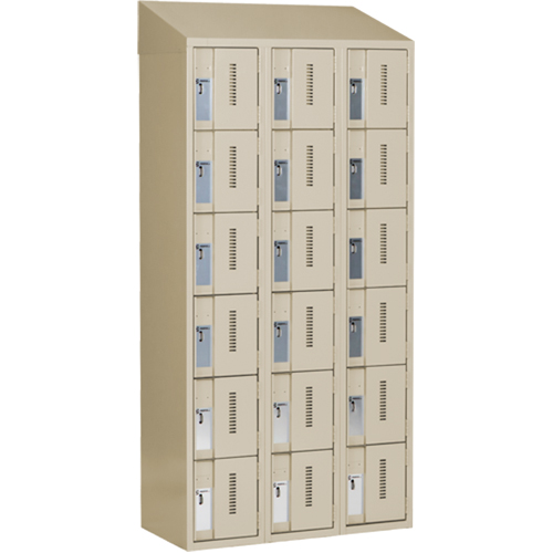 Concorde Heavy-Duty Lockers, 6 -tier, Bank of 3, 36" x 18" x 78", Steel, Beige, Welded (Assembled) Les Fournitures Industrielles Méga