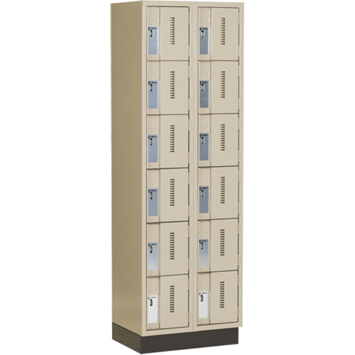 Concorde Heavy-Duty Lockers, 6 -tier, Bank of 2, 24" x 18" x 76", Steel, Beige, Welded (Assembled) Les Fournitures Industrielles Méga
