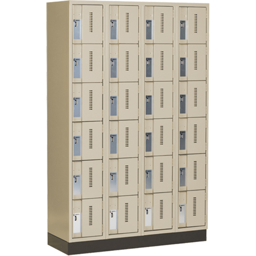 Concorde Heavy-Duty Lockers, 6 -tier, Bank of 4, 48" x 18" x 76", Steel, Beige, Welded (Assembled) Les Fournitures Industrielles Méga