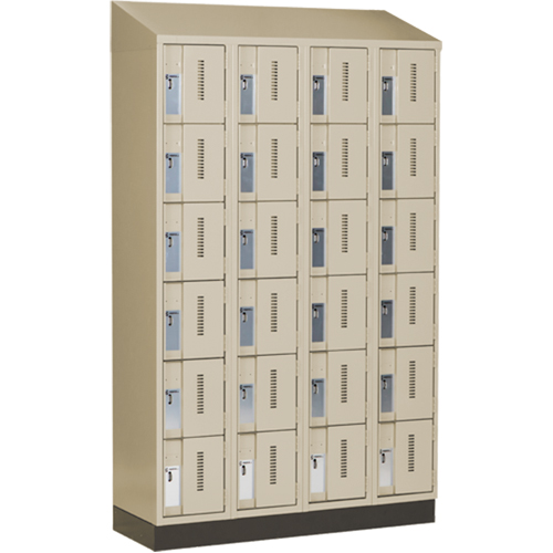 Concorde Heavy-Duty Lockers, 6 -tier, Bank of 4, 48" x 18" x 82", Steel, Beige, Welded (Assembled) Les Fournitures Industrielles Méga
