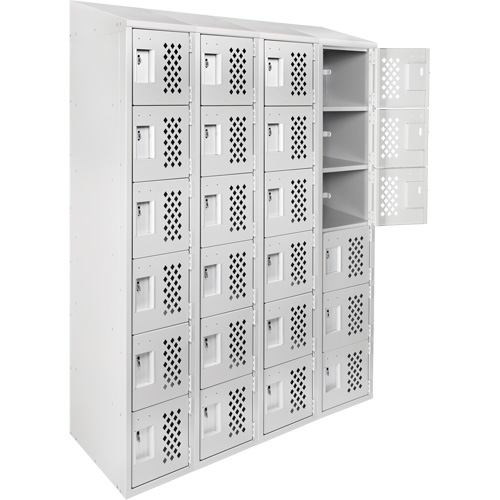 Casiers &eacute;conomiques perfor&eacute;s et assembl&eacute;s Clean Line, 6 niveaux, Bloc de 4, 18" x 72" x 12", Acier Les Fournitures Industrielles Méga