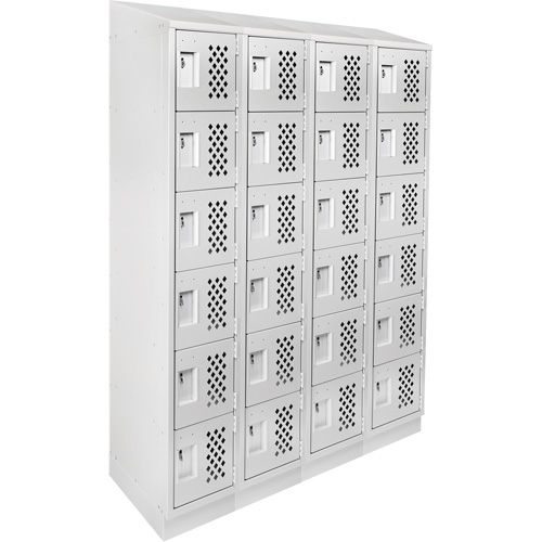 Assembled Clean Line Perforated Economy Lockers, 6 -tier, Bank of 4, 18" x 72" x 12", Steel Les Fournitures Industrielles Méga