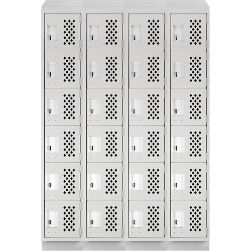 Assembled Clean Line Perforated Economy Lockers, 6 -tier, Bank of 4, 18" x 72" x 12", Steel Les Fournitures Industrielles Méga