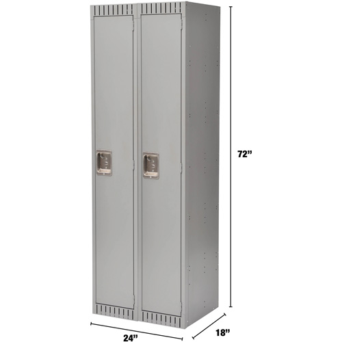 Lockers, Bank of 2, 24" x 18" x 72", Steel, Grey, Knocked Down Les Fournitures Industrielles Méga