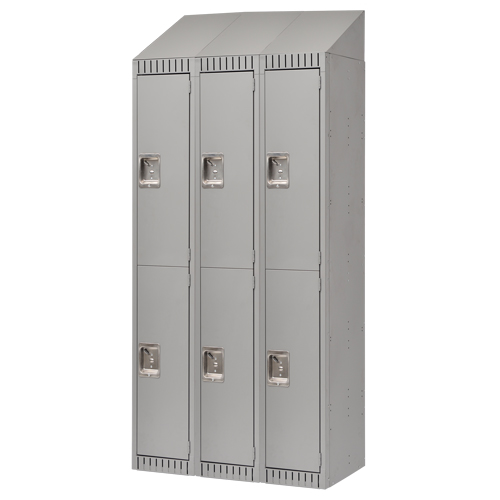 Assembled Lockers, 2 -tier, Bank of 3, 36" x 18" x 72", Steel, Grey, Rivet (Assembled) Les Fournitures Industrielles Méga