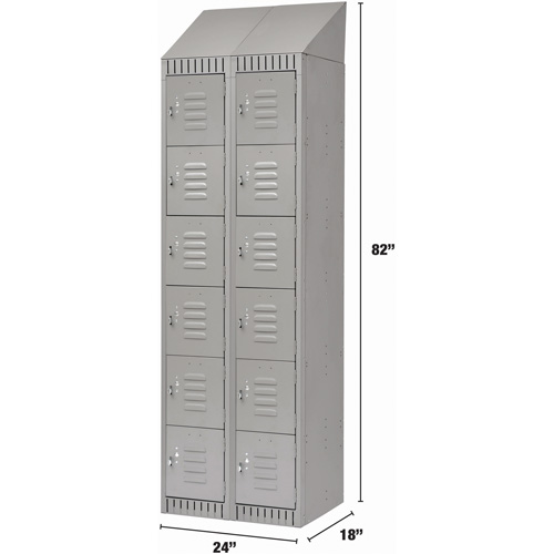 Casiers, 6 niveaux, Bloc de 2, 24" x 18" x 82", Acier, Gris, D&eacute;mont&eacute; Les Fournitures Industrielles Méga