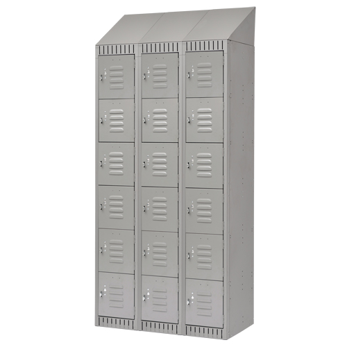 Lockers, 6 -tier, Bank of 3, 36" x 18" x 82", Steel, Grey, Knocked Down Les Fournitures Industrielles Méga