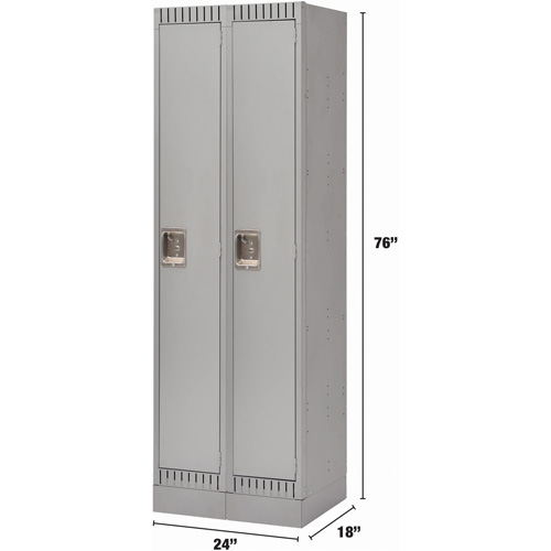 Lockers, Bank of 2, 24" x 18" x 76", Steel, Grey, Knocked Down Les Fournitures Industrielles Méga