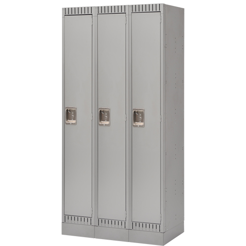Assembled Lockers, Bank of 3, 36" x 18" x 72", Steel, Grey, Rivet (Assembled) Les Fournitures Industrielles Méga