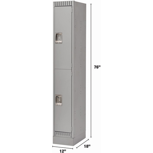 Lockers, 2 -tier, 12" x 18" x 76", Steel, Grey, Knocked Down Les Fournitures Industrielles Méga