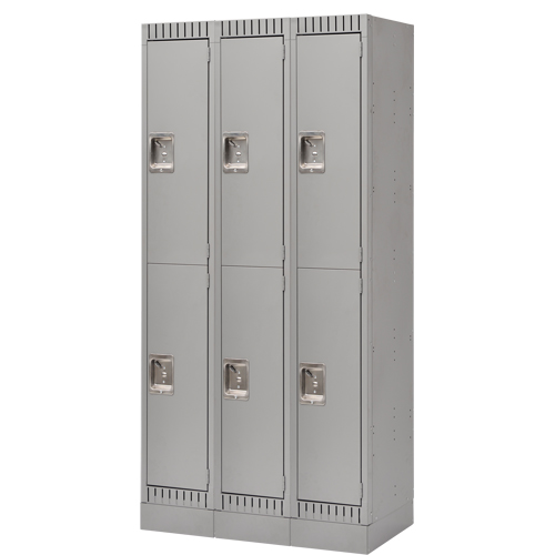 Casiers, 2 niveaux, Bloc de 3, 36" x 18" x 76", Acier, Gris, D&eacute;mont&eacute; Les Fournitures Industrielles Méga